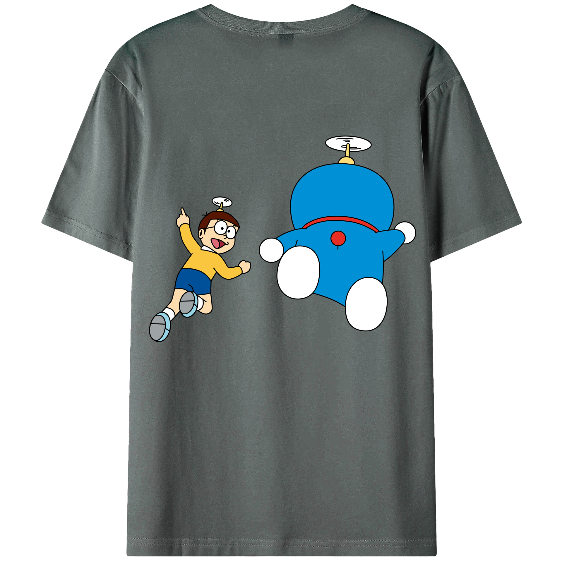 （画像用） ドラえもん 野比 のび太 Doraemon Nobita Nobi 綿100％ メンズ半袖Tシャツ（バックプリント） 通気性